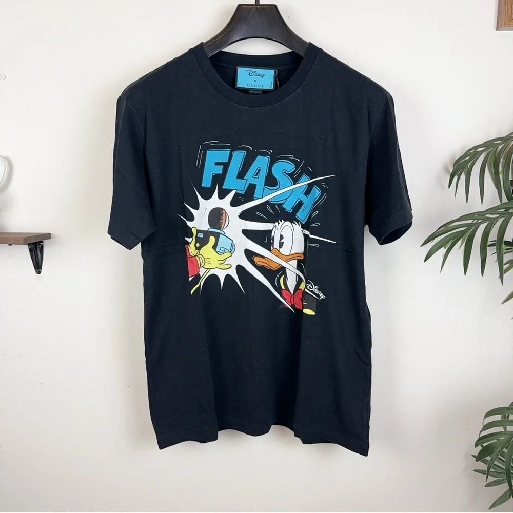 Gucci x Disney Black Flash Donald Duck Print Short Sleeve Tshirt Unisex
